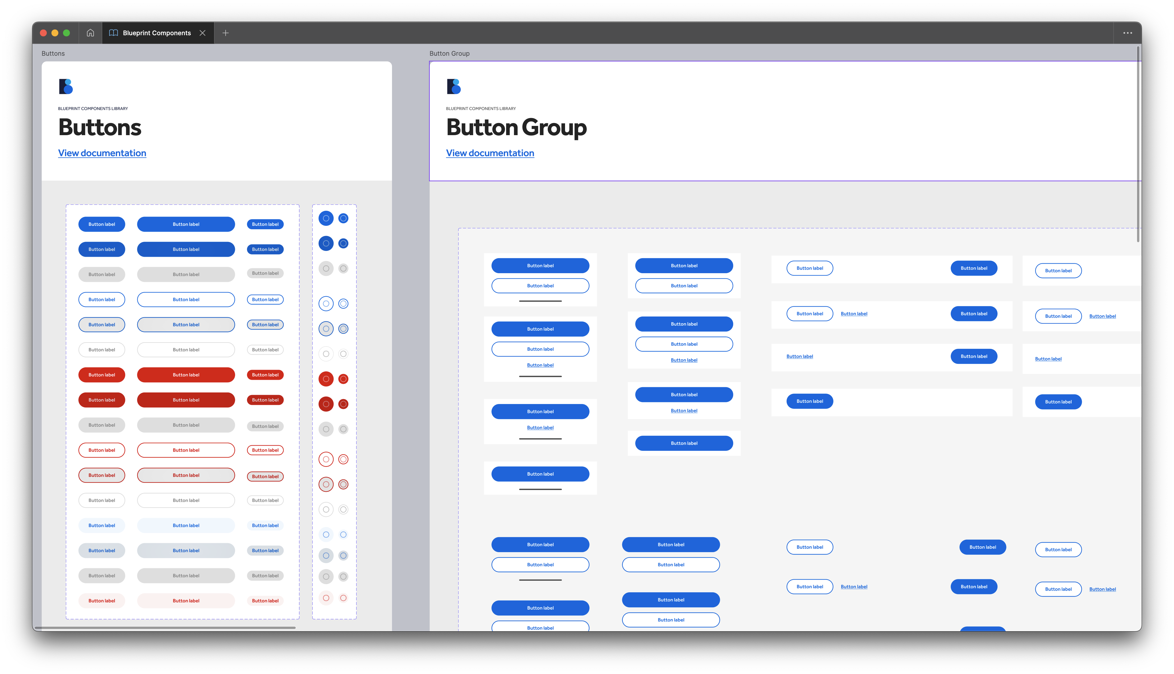 Blueprint Components Library — Buttons and Button Group documentation
